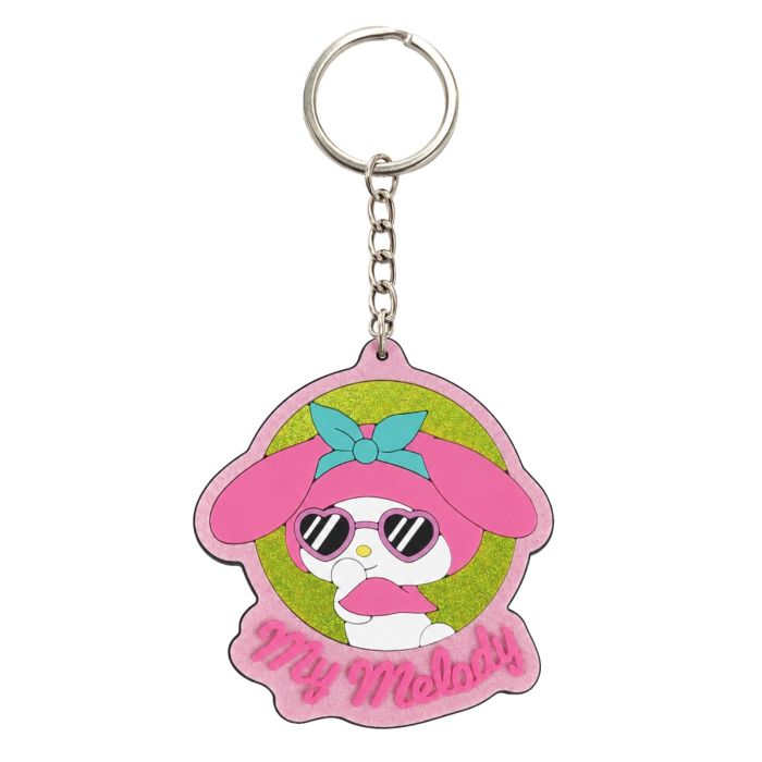 My Melody - Rubber Keychain with Glitter Effect- Stickers Style - 5,6cm