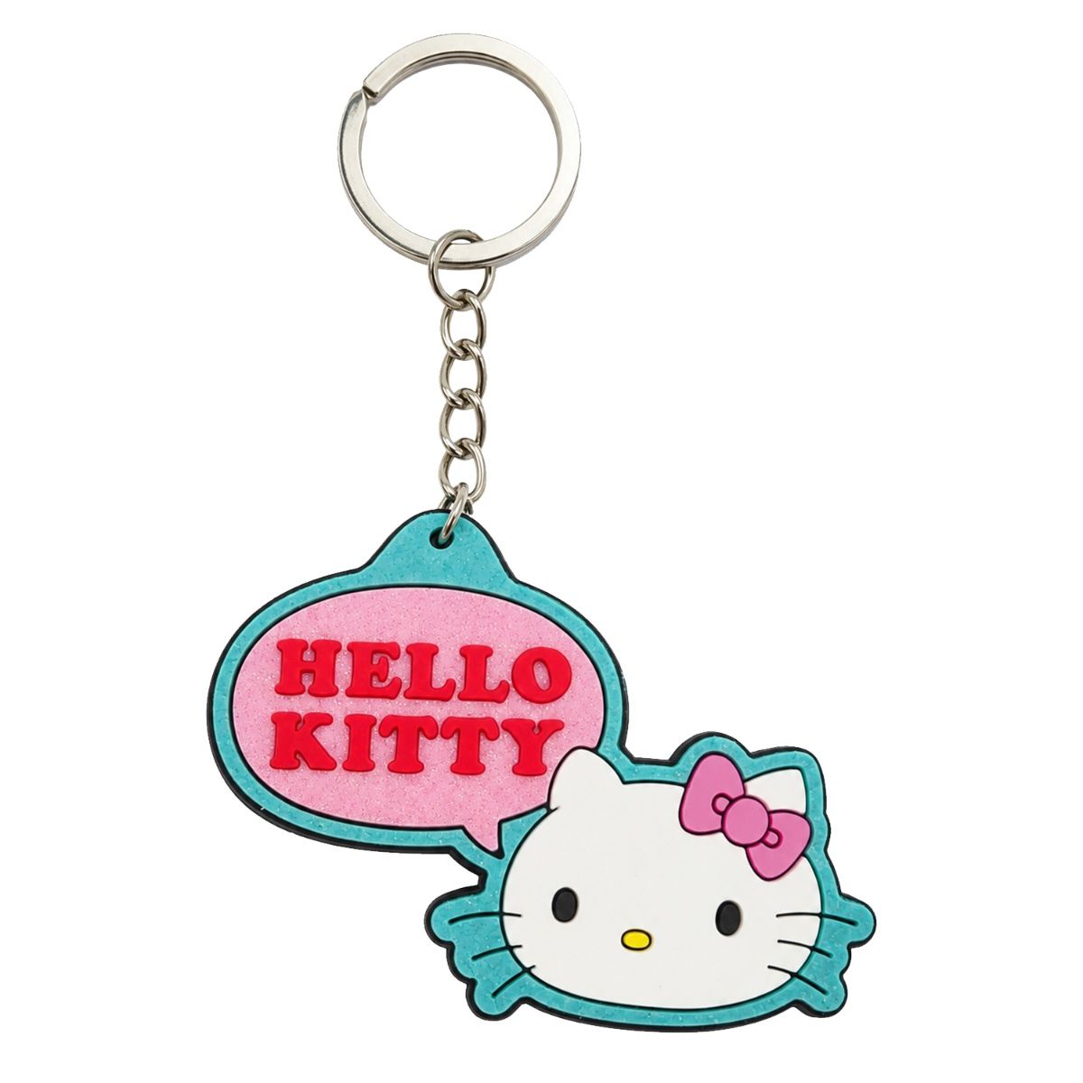 Hello Kitty - Rubber Keychain with Glitter Effect - Stickers Style - 4,6cm
