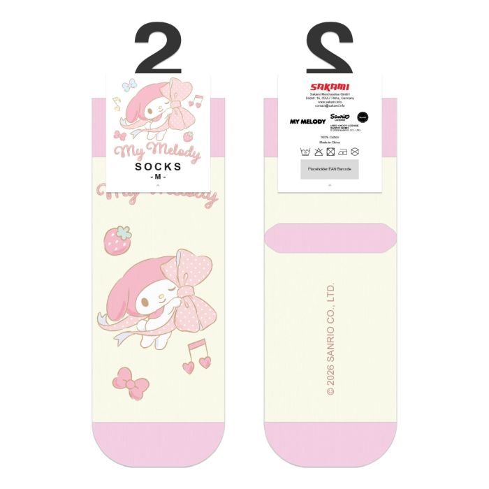 My Melody - Short Socks - Big Ribbon - Size 36-40